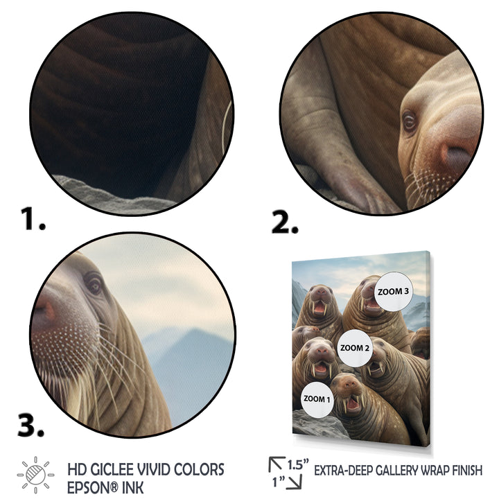 Walrus Family Portrait - Walrus Canvas Wall Art