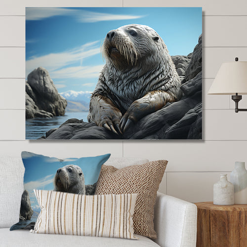 Walrus Coastal Majesty - Walrus Canvas Wall Art