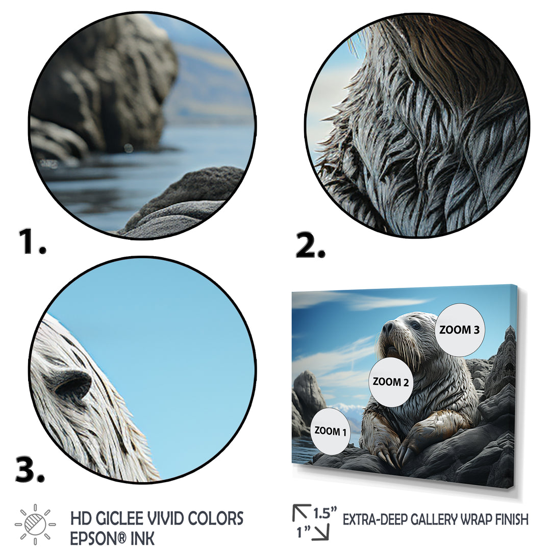 Walrus Coastal Majesty - Walrus Canvas Wall Art