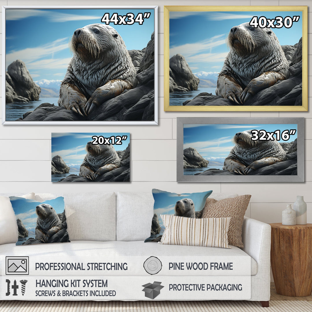 Walrus Coastal Majesty - Walrus Canvas Wall Art