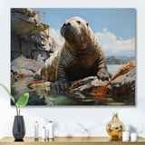 Walrus Rustic Charm - Walrus Large Canvas Wall Art