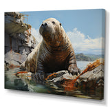 Walrus Rustic Charm - Walrus Large Canvas Wall Art