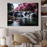 Pink Grey Waterfall Muted Splendor - Landscapes Canvas Wall Art