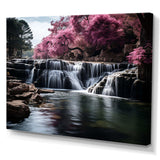 Pink Grey Waterfall Muted Splendor - Landscapes Canvas Wall Art