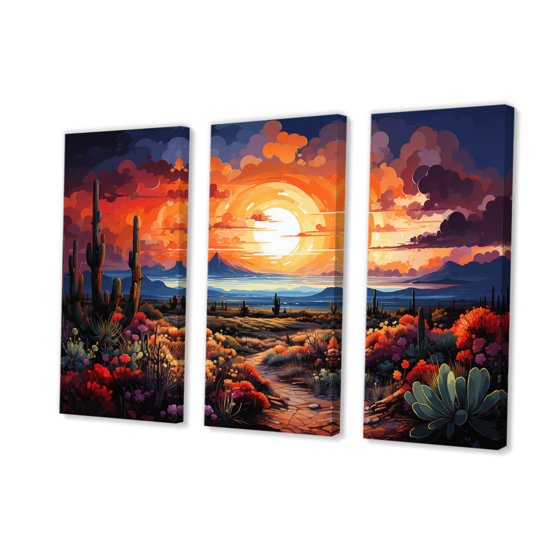 Western Desert Serenade Pointillism Landscape II - Multi-Panels