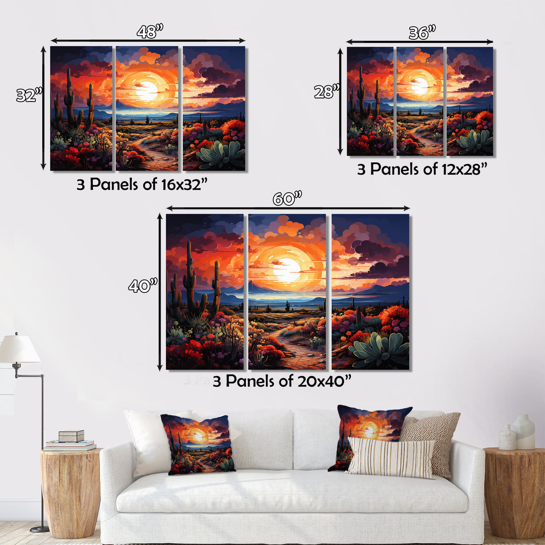 Western Desert Serenade Pointillism Landscape II - Split Panel Canvas Art