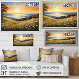 White Green Wildflowers Golden Horizon - Floral Canvas Wall Art