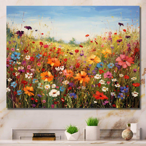Idesignart colorful wildflowers meadow blooms i floral canvas wall art