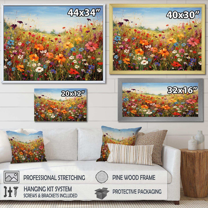 Idesignart colorful wildflowers meadow blooms i floral canvas wall art