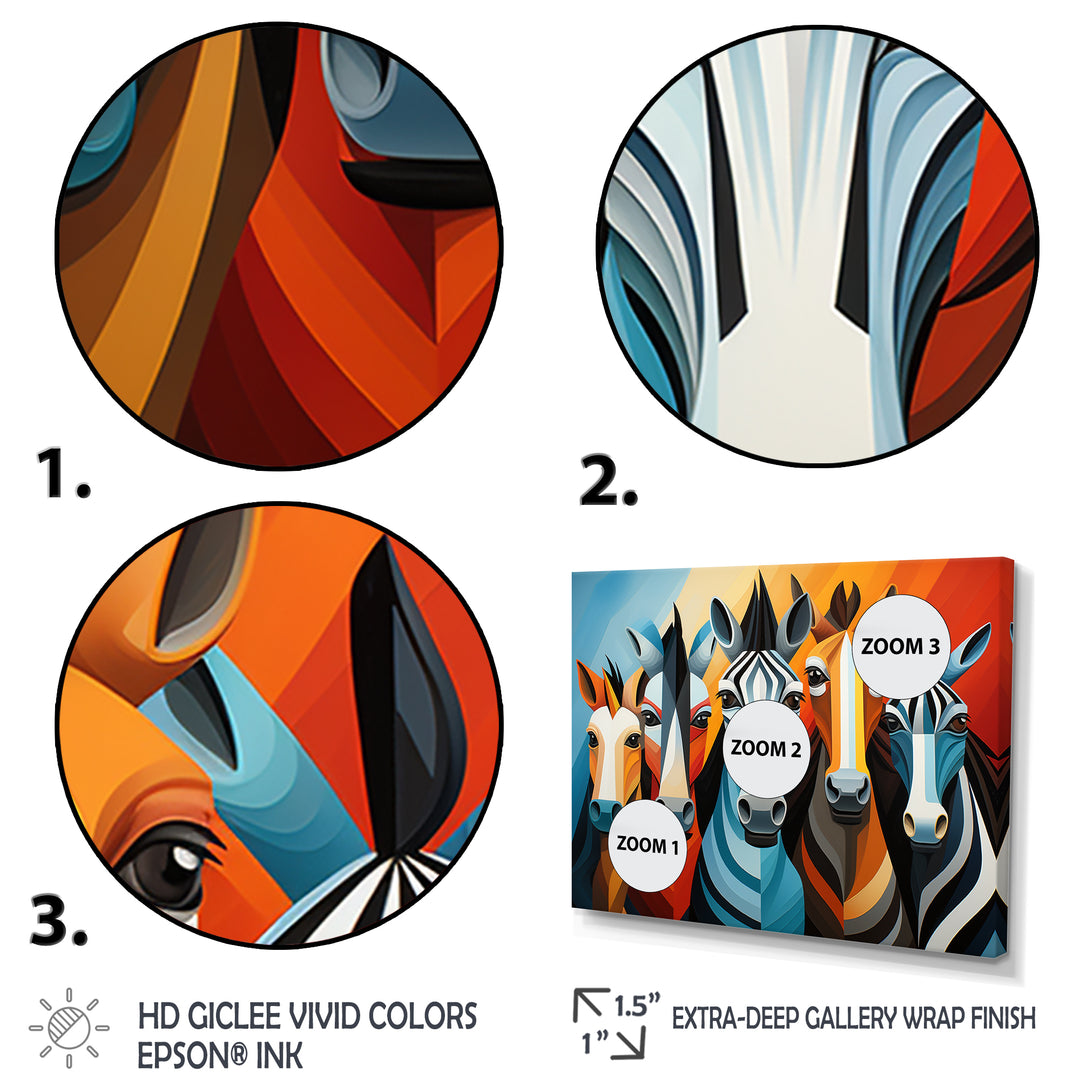 Zebra Cubist Family - Zebra Wall Art Prints