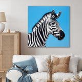 Minimalist Zebra On Blue - Zebra Bedroom Wall Art