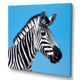 Minimalist Zebra On Blue - Zebra Bedroom Wall Art