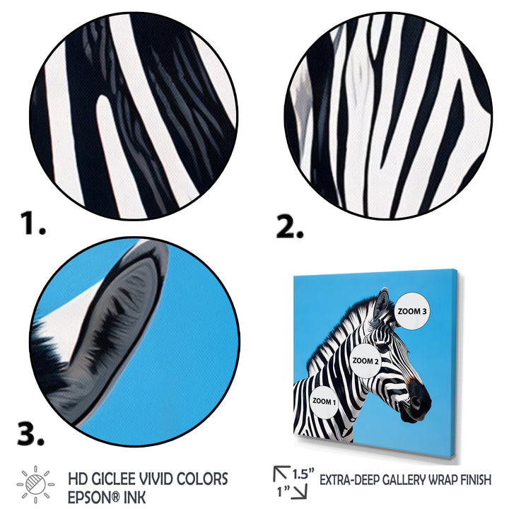 Minimalist Zebra On Blue - Zebra Bedroom Wall Art