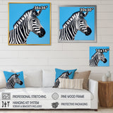 Minimalist Zebra On Blue - Zebra Bedroom Wall Art