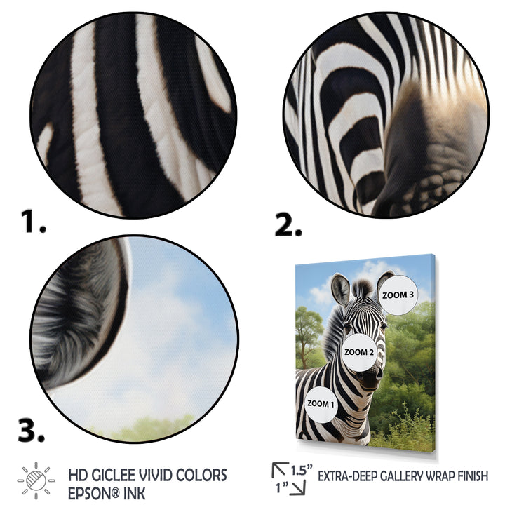 Zebra Realistic Zebra Portrait - Zebra Wall Decor