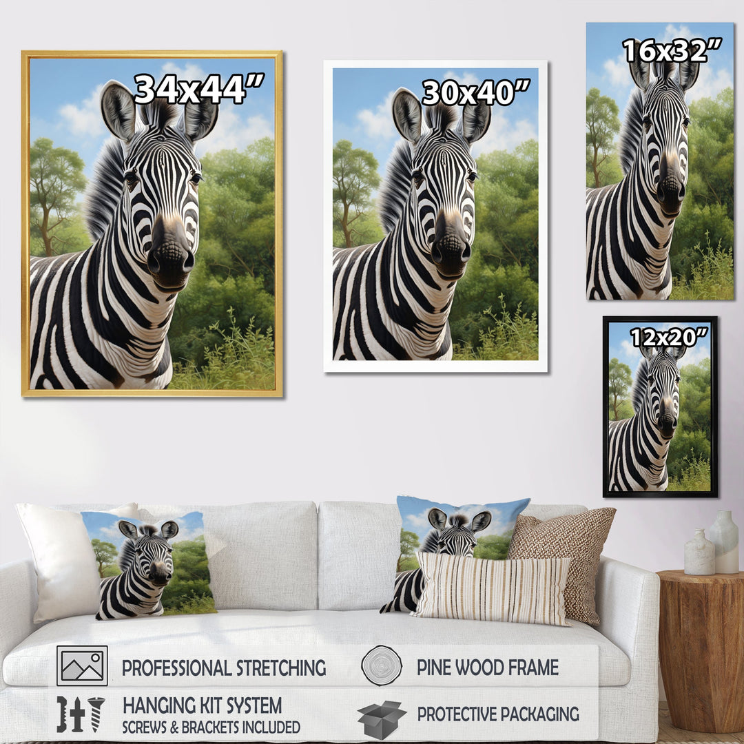Zebra Realistic Zebra Portrait - Zebra Wall Decor