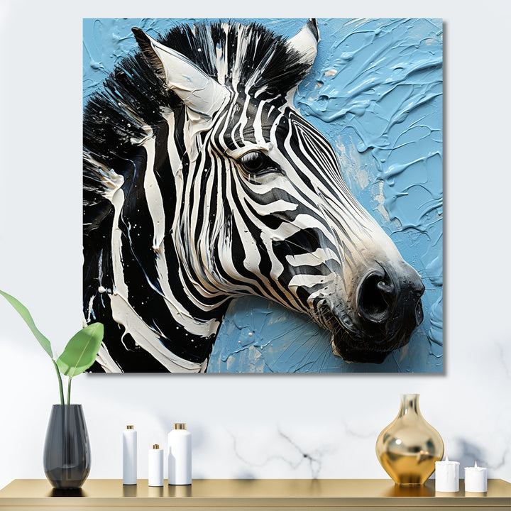 White Blue Zebra Collage - Zebra Wall Art Prints