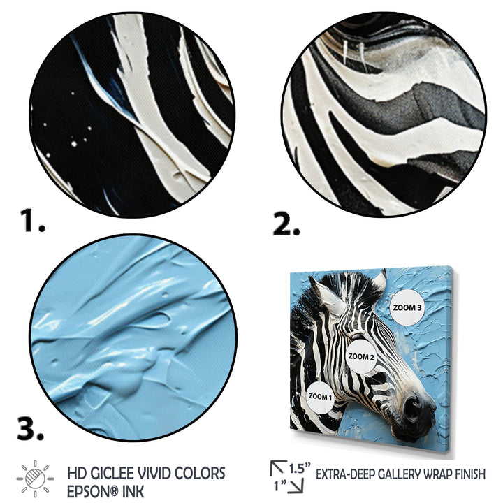 White Blue Zebra Collage - Zebra Wall Art Prints