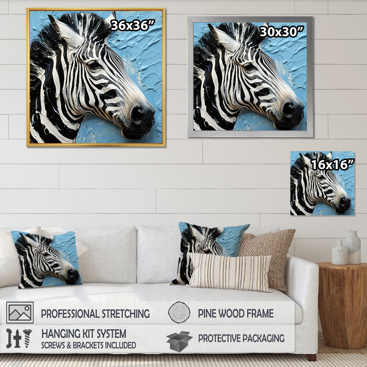 White Blue Zebra Collage - Zebra Wall Art Prints