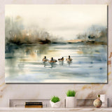 Ducks in Pond II - Animals Canvas Wall Art