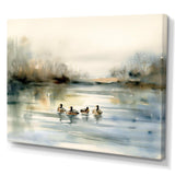 Ducks in Pond II - Animals Canvas Wall Art