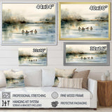 Ducks in Pond II - Animals Canvas Wall Art