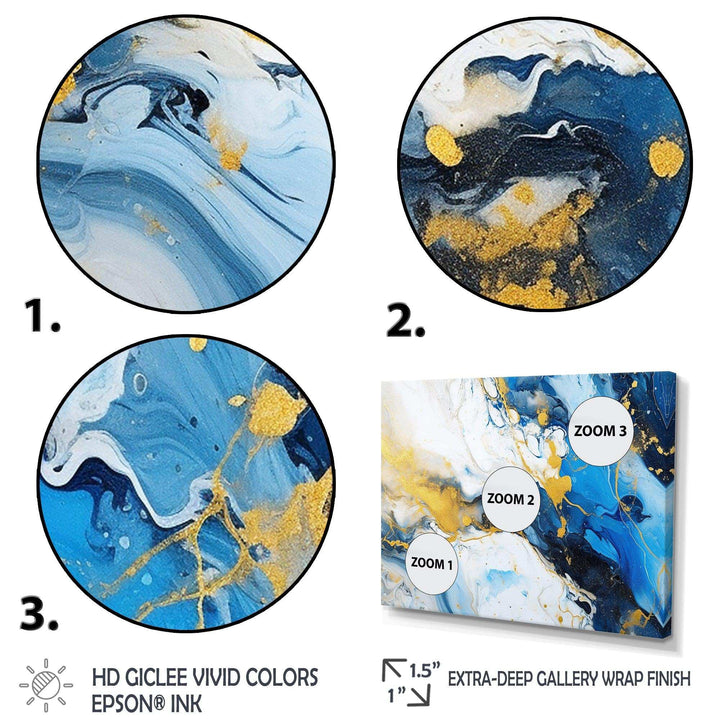Blue and Gold Luxury Abstract Fluid Art IV - Abstract Canvas Wall Art