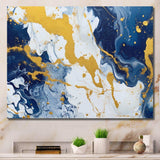 Blue and Gold Luxury Abstract Fluid Art XI - Abstract Canvas Wall Art