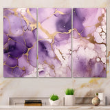 Purple and Gold Marble Ink Clouds VII - Split Panel Canvas Art