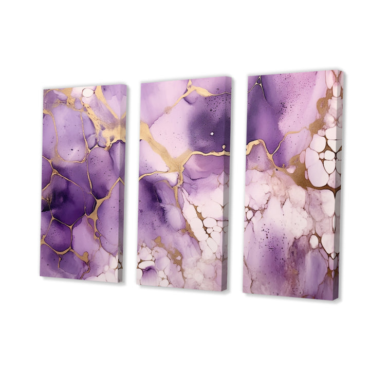 Purple and Gold Marble Ink Clouds VII - Multi-Panels
