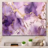 Purple and Gold Marble Ink Clouds VII - Abstract Canvas Wall Art