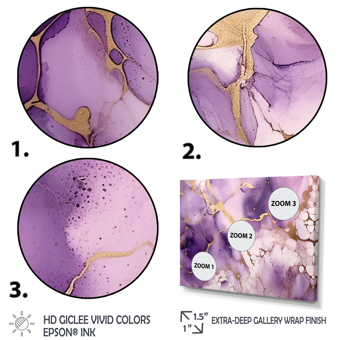 Purple and Gold Marble Ink Clouds VII - Multi-Panels