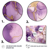 Purple and Gold Marble Ink Clouds VII - Multi-Panels