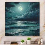 Super Moon Over The Sea IV - Beach Canvas Wall Art