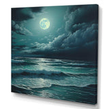 Super Moon Over The Sea IV - Beach Canvas Wall Art