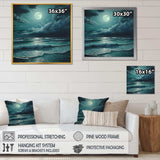 Super Moon Over The Sea IV - Beach Canvas Wall Art