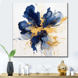 Dark Blue and Gold Strokes I - Abstract Canvas Wall Art