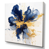 Dark Blue and Gold Strokes I - Abstract Canvas Wall Art