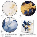 Dark Blue and Gold Strokes I - Abstract Canvas Wall Art