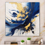 Dark Blue and Gold Strokes V - Abstract Canvas Wall Art