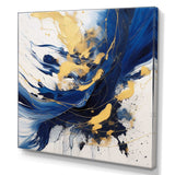 Dark Blue and Gold Strokes V - Abstract Canvas Wall Art