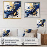 Dark Blue and Gold Strokes V - Abstract Canvas Wall Art