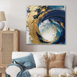 Dark Blue and Gold Strokes VI - Abstract Canvas Wall Art