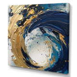 Dark Blue and Gold Strokes VI - Abstract Canvas Wall Art