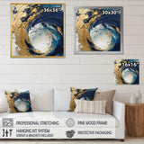 Dark Blue and Gold Strokes VI - Abstract Canvas Wall Art