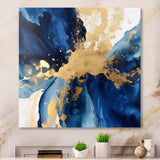 Dark Blue and Gold Strokes VIII - Abstract Canvas Wall Art