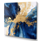 Dark Blue and Gold Strokes VIII - Abstract Canvas Wall Art