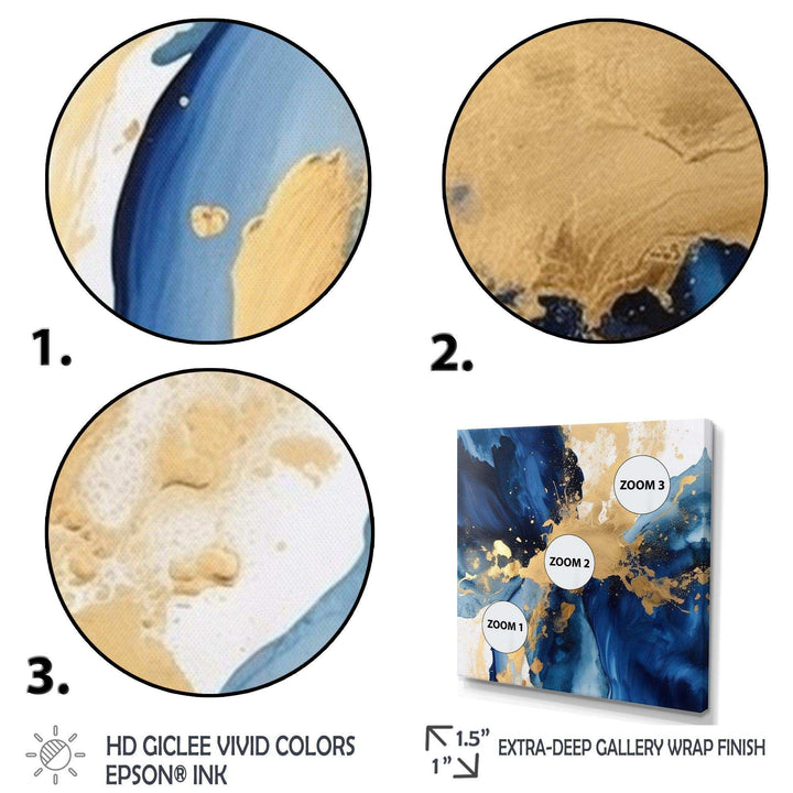 Dark Blue and Gold Strokes VIII - Abstract Canvas Wall Art
