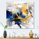 Dark Blue and Gold Strokes XIV - Abstract Canvas Wall Art