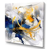 Dark Blue and Gold Strokes XIV - Abstract Canvas Wall Art